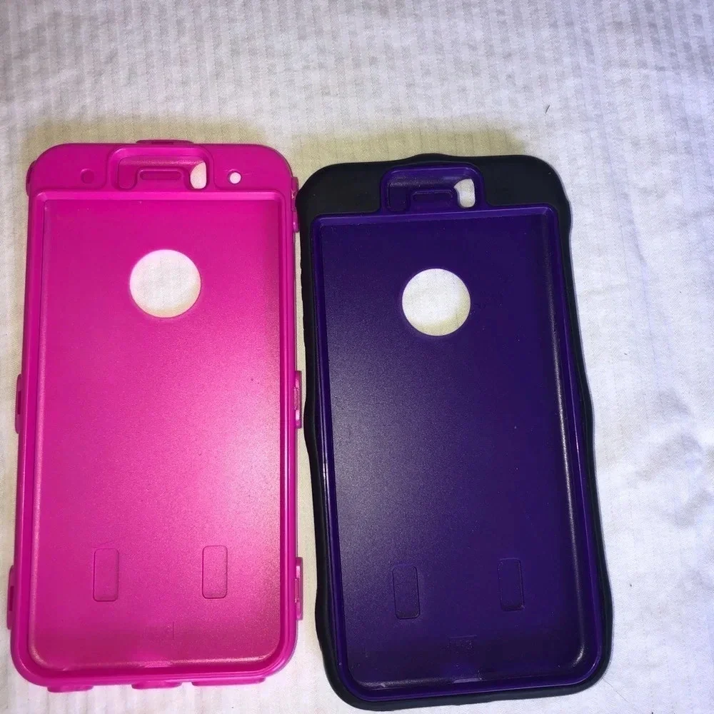 iPhone 6 Plus zebra print silicone cover,‎ purple or hot pink shell.